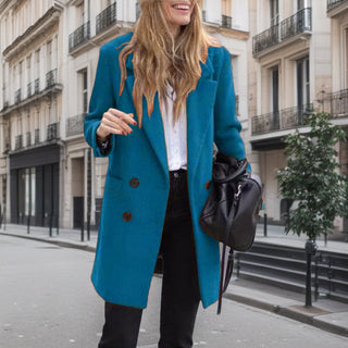 Abrigo de invierno cruzado para mujer | Cuello con solapas