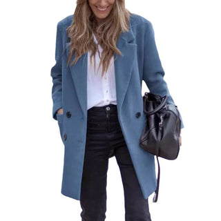 Abrigo de invierno cruzado para mujer | Cuello con solapas