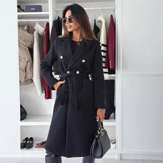 Damen Zweireihiger Trenchcoat Mantel | Bindegürtel