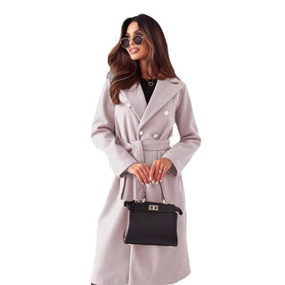 Damen Zweireihiger Trenchcoat Mantel | Bindegürtel