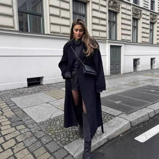 Damen Zweireihiger Trenchcoat Mantel | Gürtel