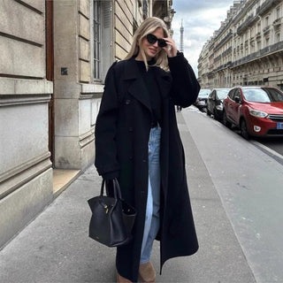 Damen Zweireihiger Trenchcoat Mantel | Gürtel