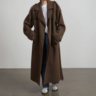 Damen Zweireihiger Trenchcoat Mantel | Gürtel