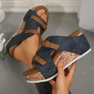 Sandales compensées femme avec boucle | Talon compensé
