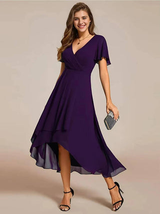Vestido para mujer con escote en V y volantes | Midi