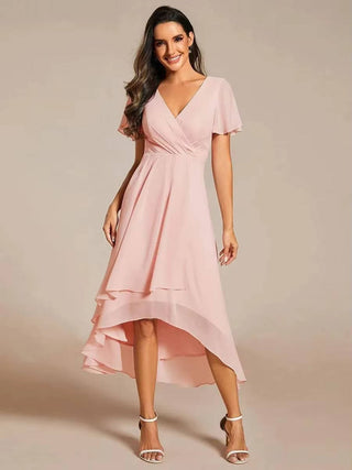 Vestido para mujer con escote en V y volantes | Midi