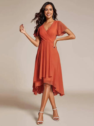 Vestido para mujer con escote en V y volantes | Midi
