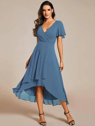 Vestido para mujer con escote en V y volantes | Midi
