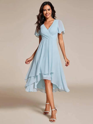 Vestido para mujer con escote en V y volantes | Midi