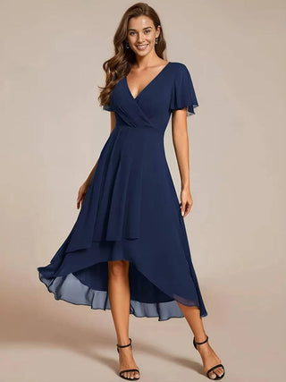 Vestido para mujer con escote en V y volantes | Midi