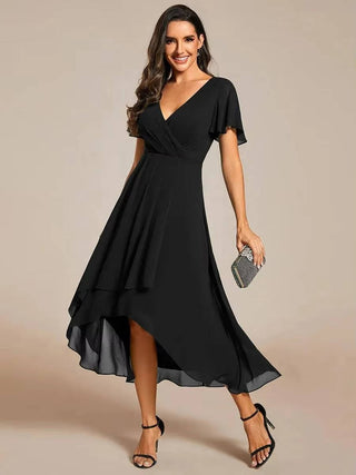 Vestido para mujer con escote en V y volantes | Midi
