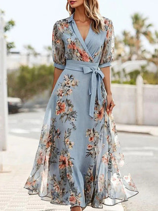 Vestido cruzado para mujer con estampado floral | Maxi