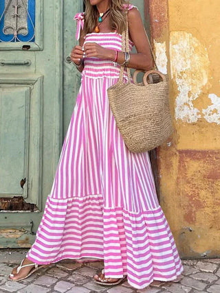 Robe d'été rayée pour femme | Maxi