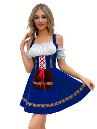 Damen Oktoberfest Dirndlkleid Schulterfrei | Mini zum Schnüren