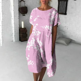 Robe courte à manches courtes pour femme | Midi à motifs