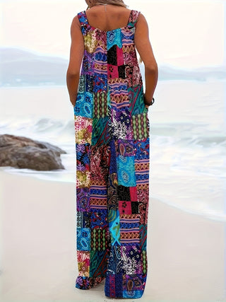 Combinaison d'été sans manches femme | Jambe large