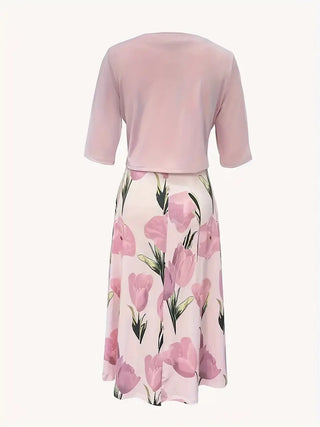 Robe femme à plusieurs couches avec motif floral | Midi