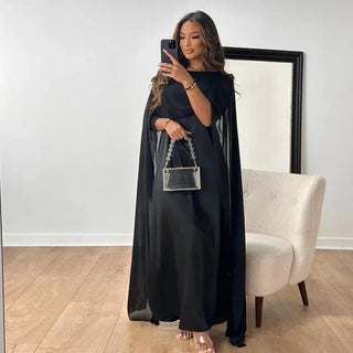 Damen Kleid für Hochzeitsgäste mit Cape | Maxi