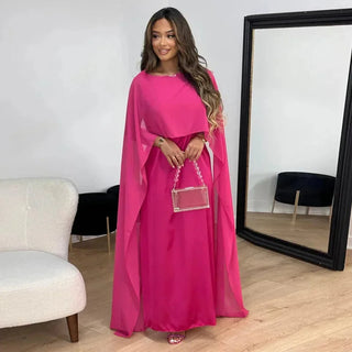 Damen Kleid für Hochzeitsgäste mit Cape | Maxi