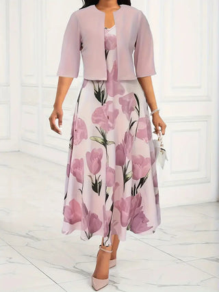 Robe femme à plusieurs couches avec motif floral | Midi