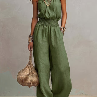 Combinaison pour femmes à col halter | jambes larges