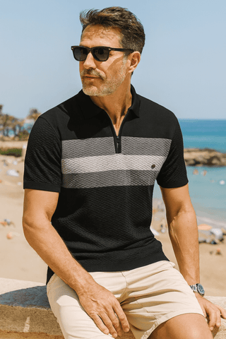 Polo de rayas para hombre con cremallera | Verano
