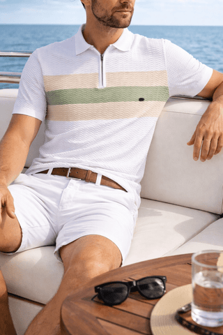 Polo de rayas para hombre con cremallera | Verano