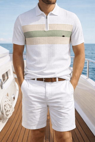 Polo de rayas para hombre con cremallera | Verano