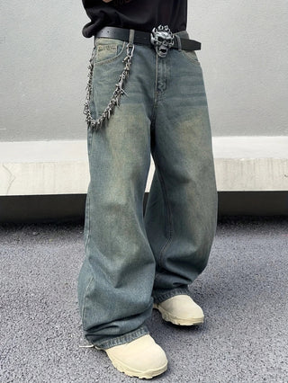 Herren Baggy Jeans Hoher Bund – Detailansicht
