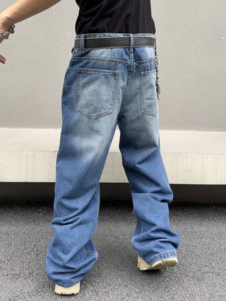 Herren Baggy Jeans Hoher Bund – Detailansicht