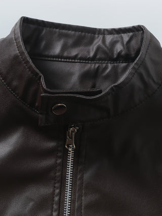 Chaqueta biker para hombre con cremallera | Cuello alto