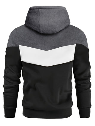 Sudadera con capucha color block para hombre | bolsillo canguro