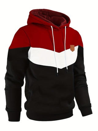 Sudadera con capucha color block para hombre | bolsillo canguro