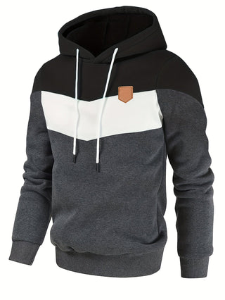 Sudadera con capucha color block para hombre | bolsillo canguro