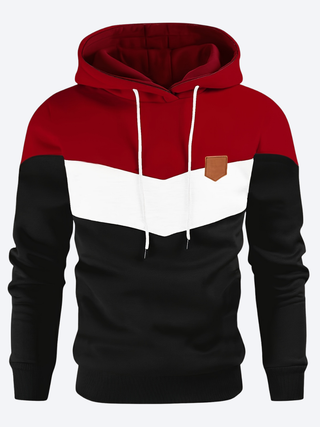 Sudadera con capucha color block para hombre | bolsillo canguro