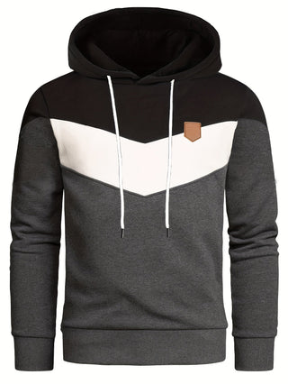 Sudadera con capucha color block para hombre | bolsillo canguro