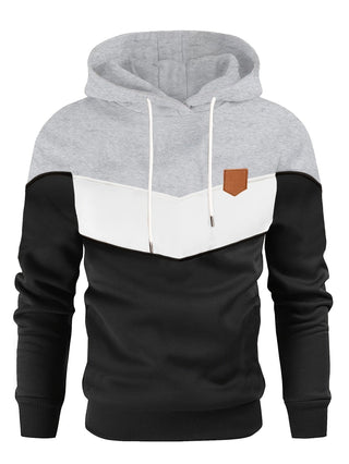 Sudadera con capucha color block para hombre | bolsillo canguro