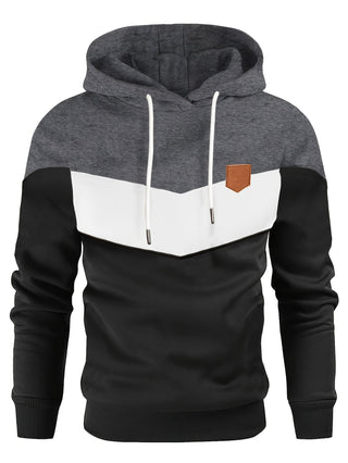 Sudadera con capucha color block para hombre | bolsillo canguro