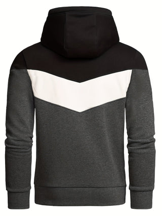 Sudadera con capucha color block para hombre | bolsillo canguro
