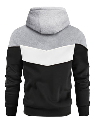 Sudadera con capucha color block para hombre | bolsillo canguro