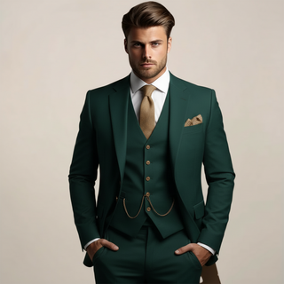 Herren Eleganter Hochzeitsanzug 3-teilig – Dark Green