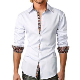 Herren Elegantes Langarm Hemd | Paisley