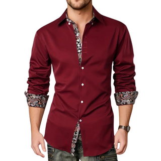 Herren Elegantes Langarm Hemd | Paisley