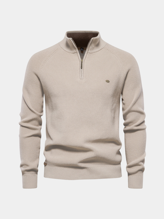 Herren Gerippter Strickpullover | Halber Reißverschluss