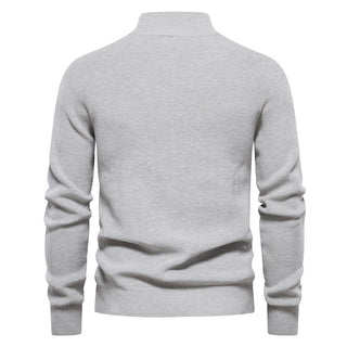 Herren Gerippter Strickpullover | Halber Reißverschluss