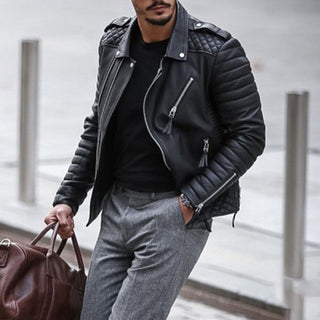Herren Gesteppte Bikerjacke | Reißverschluss