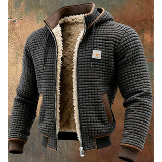 Herren Gesteppte Fleece Winterjacke Reißverschluss – Dunkelgrau