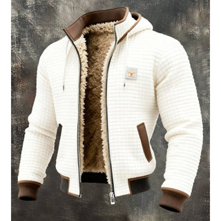 Herren Gesteppte Fleece Winterjacke Reißverschluss – Weiß