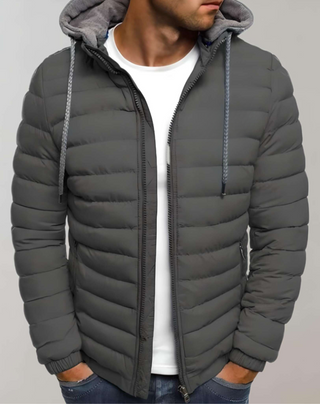 Herren Gesteppte Pufferjacke Mit Kapuze – Dunkelgrau