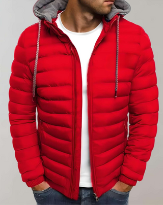 Herren Gesteppte Pufferjacke Mit Kapuze – Rot